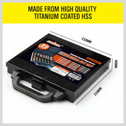 99Pc Drills Set HSS Titanium Coated Wood Plastic Metal Metric 1.5-10mm With Case V465-94370
