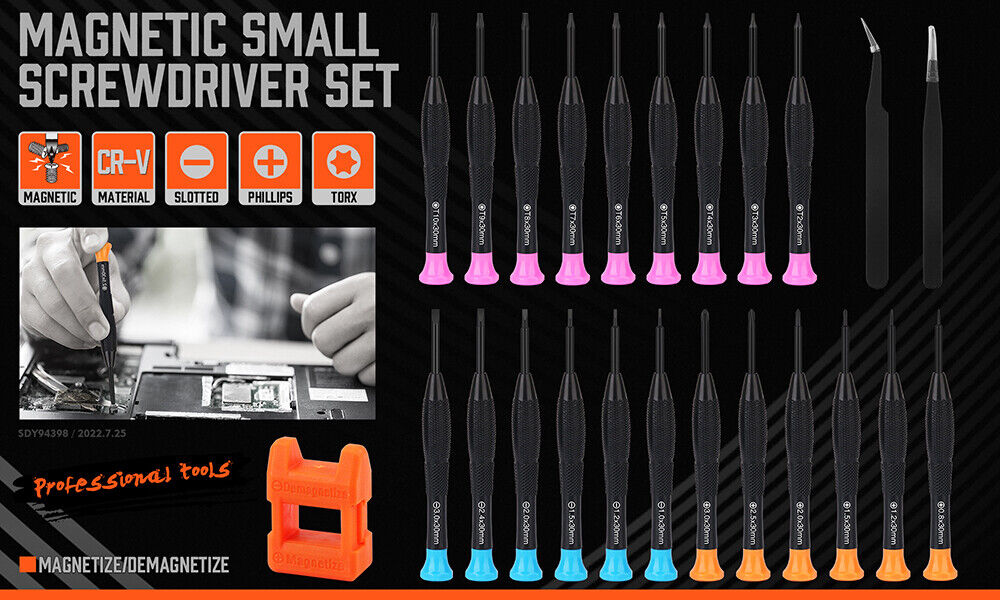 24-Piece Magnetic Precision Screwdriver Set - Small Screwdrivers for Eyeglasses, Phones, Watches Electronics V465-94398