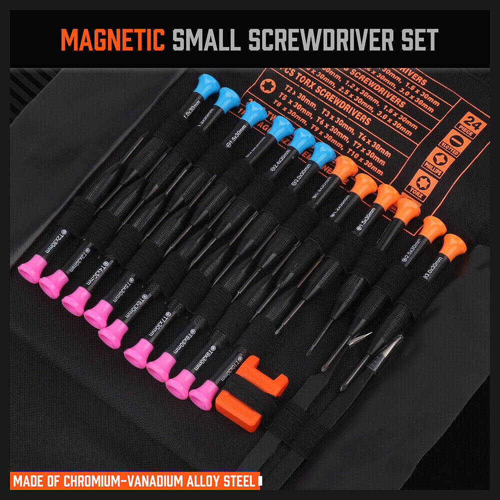 24-Piece Magnetic Precision Screwdriver Set - Small Screwdrivers for Eyeglasses, Phones, Watches Electronics V465-94398