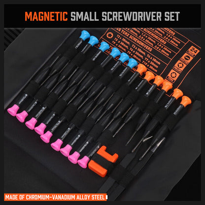 24-Piece Magnetic Precision Screwdriver Set - Small Screwdrivers for Eyeglasses, Phones, Watches Electronics V465-94398