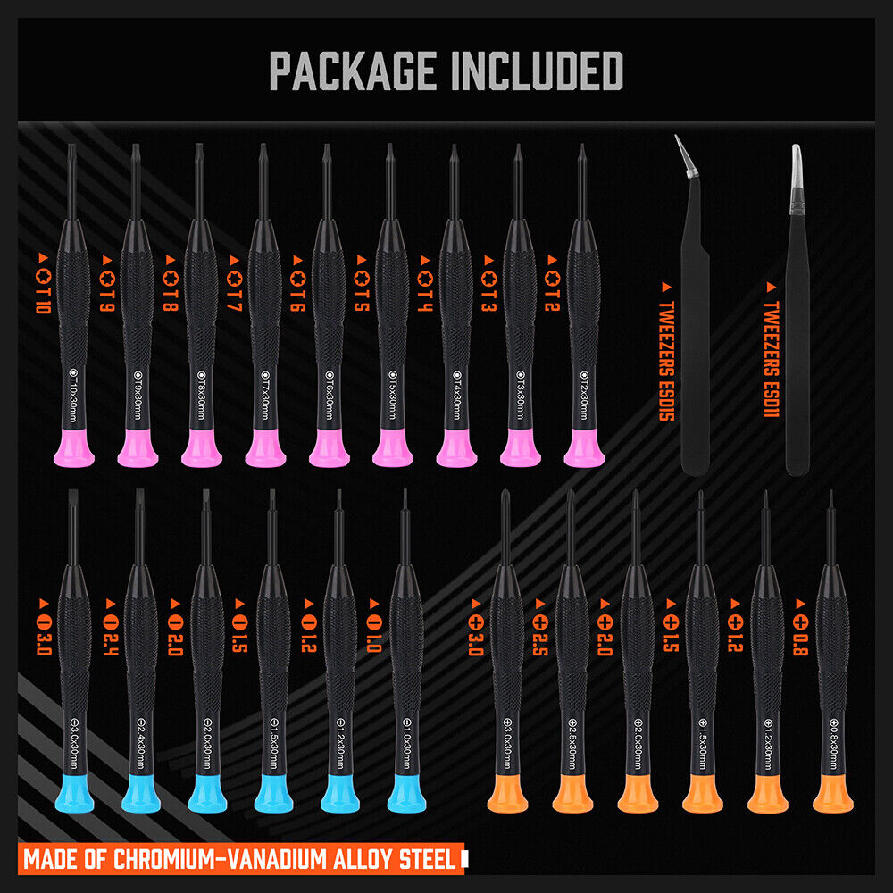 24-Piece Magnetic Precision Screwdriver Set - Small Screwdrivers for Eyeglasses, Phones, Watches Electronics V465-94398