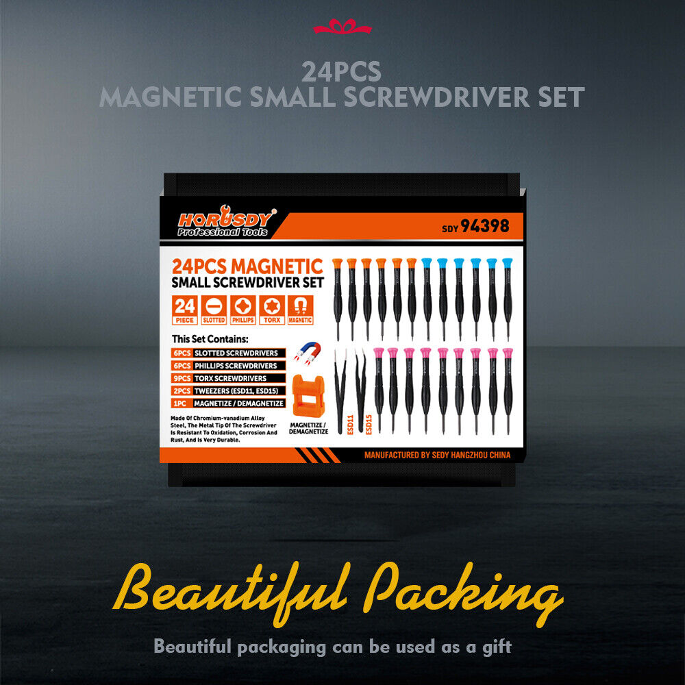 24-Piece Magnetic Precision Screwdriver Set - Small Screwdrivers for Eyeglasses, Phones, Watches Electronics V465-94398