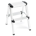 2-Step Portable Folding Ladder, Aluminum Frame Lightweight Home Ladder with Anti Slip Design, 150KG Capacity V465-95109