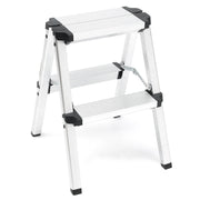 2-Step Portable Folding Ladder, Aluminum Frame Lightweight Home Ladder with Anti Slip Design, 150KG Capacity V465-95109