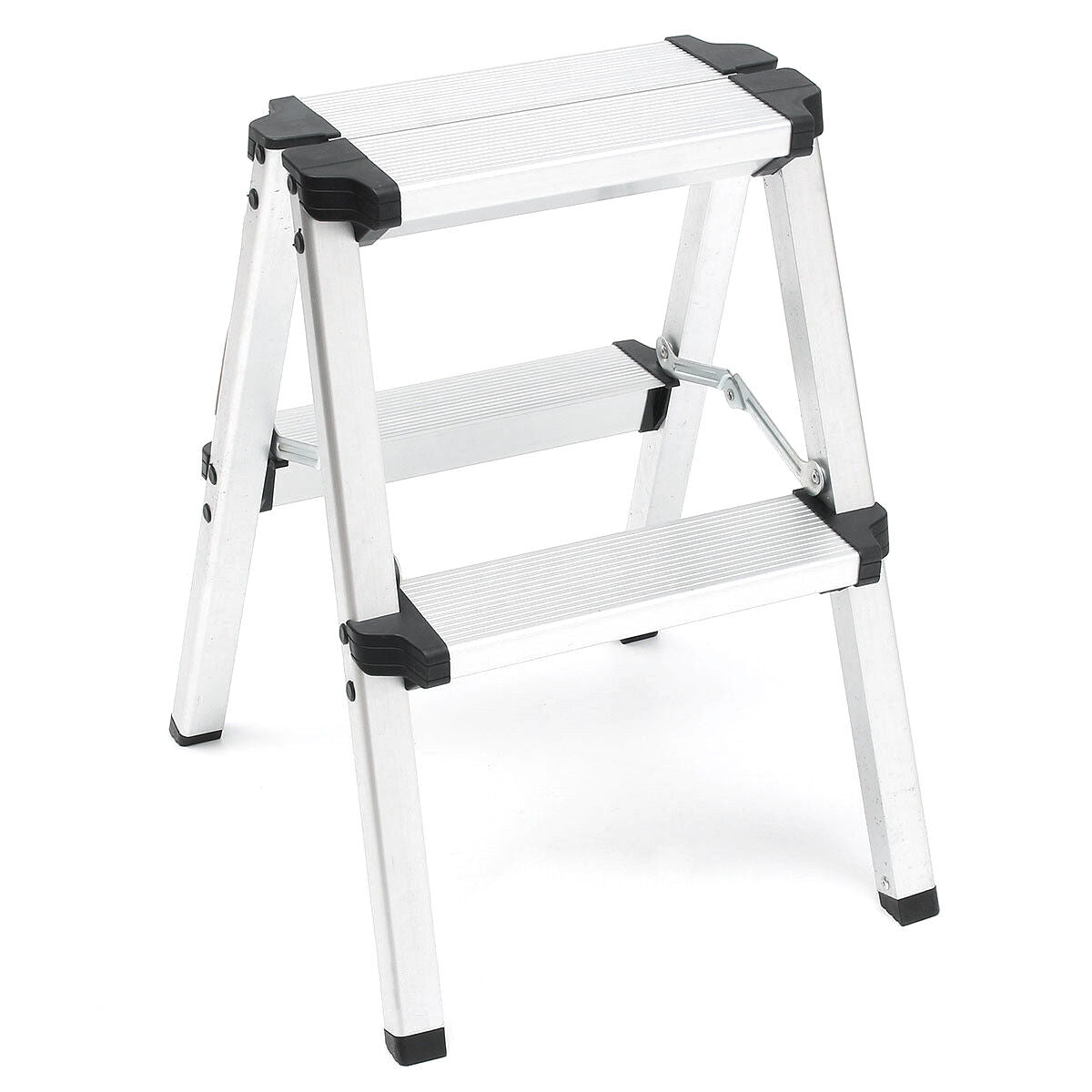 2-Step Portable Folding Ladder, Aluminum Frame Lightweight Home Ladder with Anti Slip Design, 150KG Capacity V465-95109