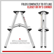 2-Step Portable Folding Ladder, Aluminum Frame Lightweight Home Ladder with Anti Slip Design, 150KG Capacity V465-95109