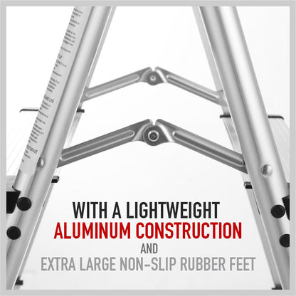 2-Step Portable Folding Ladder, Aluminum Frame Lightweight Home Ladder with Anti Slip Design, 150KG Capacity V465-95109