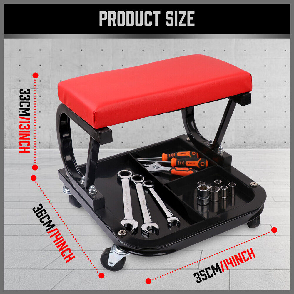 HORUSDY Rolling Creeper Seat Workshop Mechanic Stool Garage Repair Storage Tray V465-95222