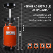 HORUSDY 80L Mobile Waste Oil Drainer Telescopic Workshop Fluid Collection Tank V465-95226