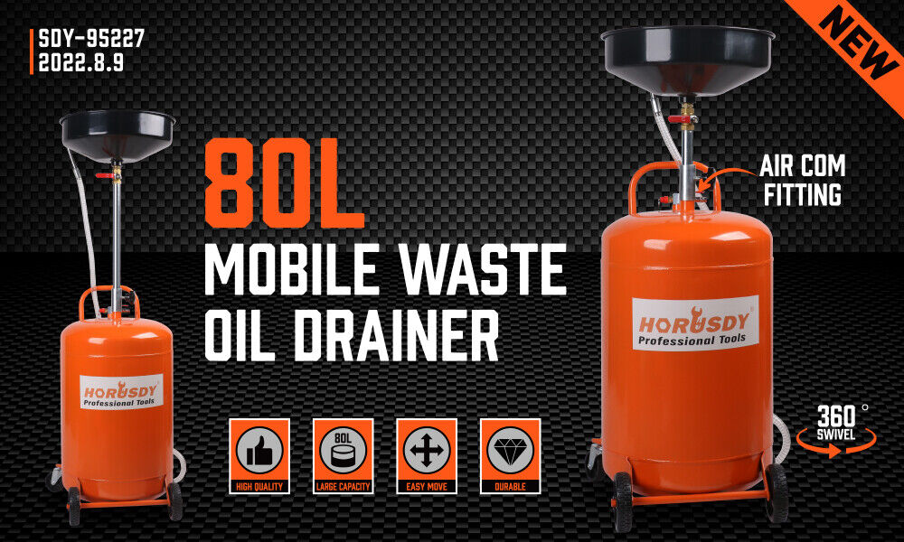 HORUSDY 80L Pneumatic Waste Oil Drainer Fluid Transfer Tank Air Car Workshop V465-95227