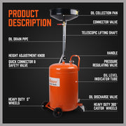 HORUSDY 80L Pneumatic Waste Oil Drainer Fluid Transfer Tank Air Car Workshop V465-95227