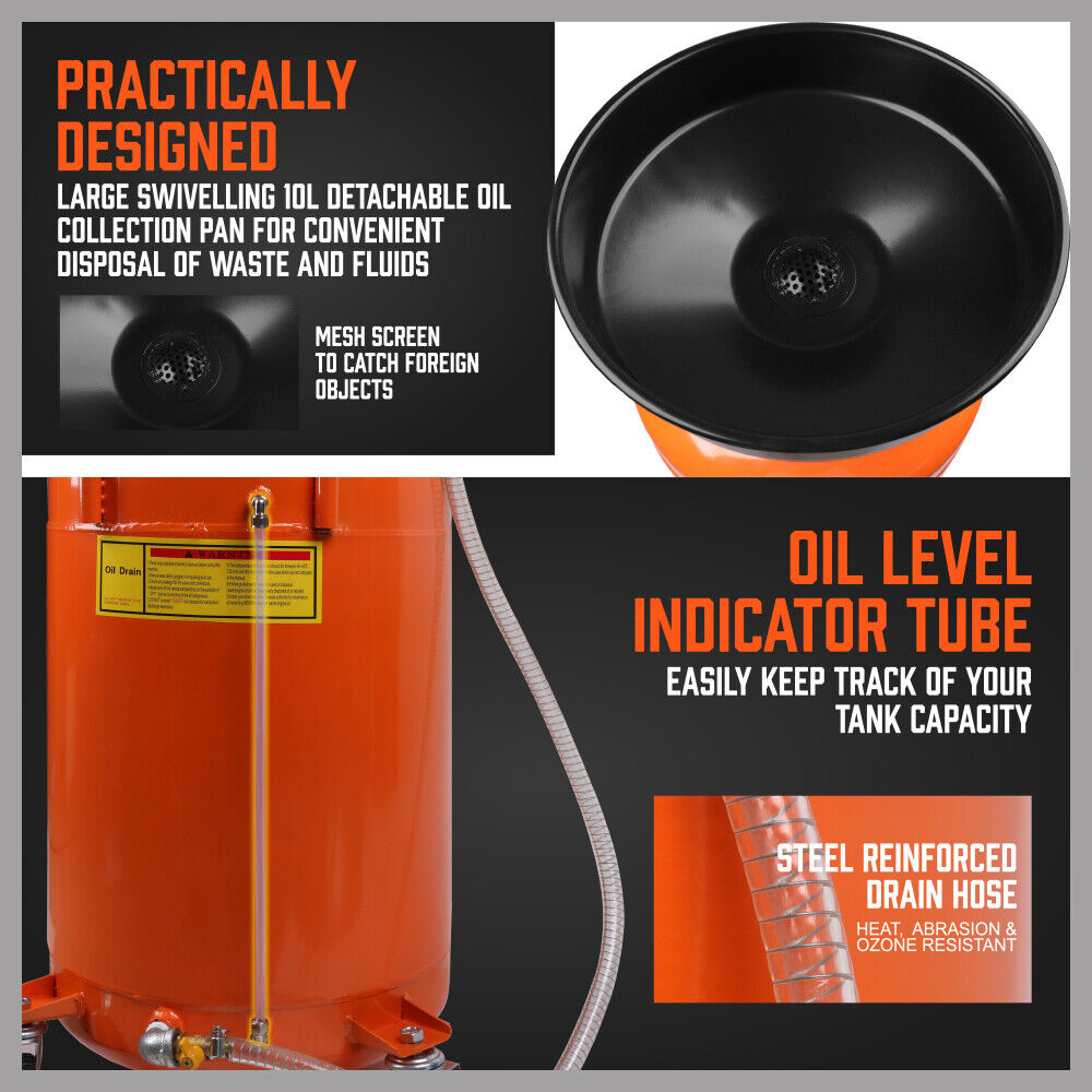 HORUSDY 80L Pneumatic Waste Oil Drainer Fluid Transfer Tank Air Car Workshop V465-95227