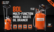 HORUSDY 80L Waste Oil Drainer Pneumatic Fluid Collection Workshop with Extractor V465-95228