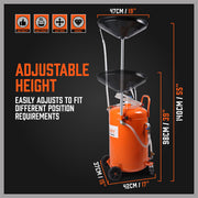 HORUSDY 80L Waste Oil Drainer Pneumatic Fluid Collection Workshop with Extractor V465-95228