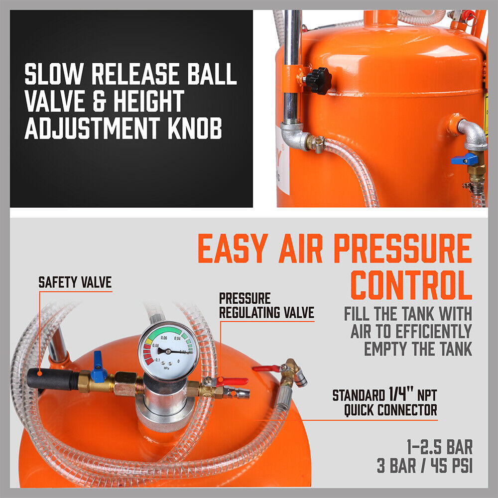 HORUSDY 80L Waste Oil Drainer Pneumatic Fluid Collection Workshop with Extractor V465-95228