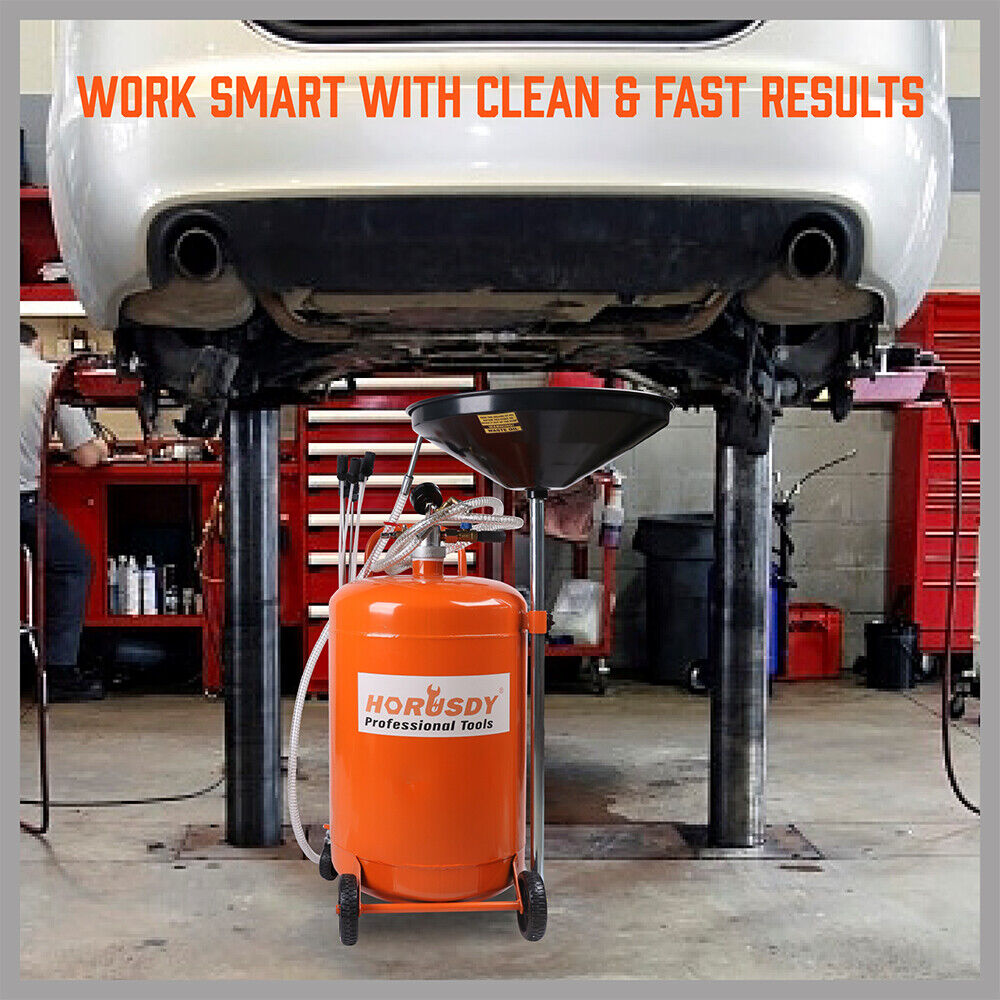 HORUSDY 80L Waste Oil Drainer Pneumatic Fluid Collection Workshop with Extractor V465-95228