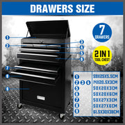7 Drawer Tool Box Chest Cabinet Trolley Toolbox Garage Storage Lockable Blue V465-95232