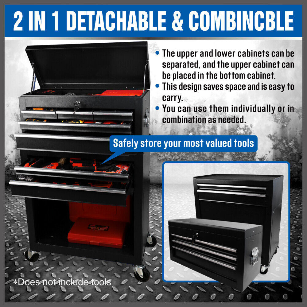 7 Drawer Tool Box Chest Cabinet Trolley Toolbox Garage Storage Lockable Blue V465-95232