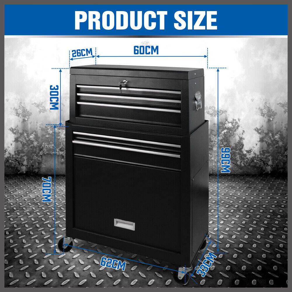 7 Drawer Tool Box Chest Cabinet Trolley Toolbox Garage Storage Lockable Blue V465-95232