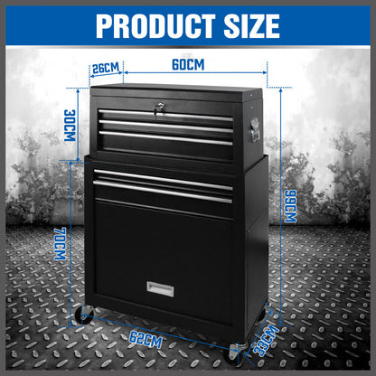 7 Drawer Tool Box Chest Cabinet Trolley Toolbox Garage Storage Lockable Blue V465-95232