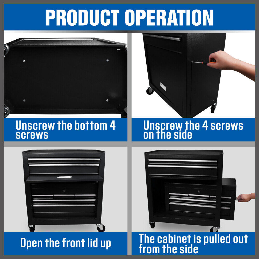 7 Drawer Tool Box Chest Cabinet Trolley Toolbox Garage Storage Lockable Blue V465-95232