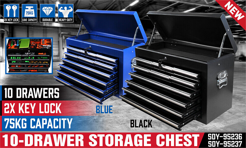 HORUSDY 10-Drawer Tool Box Chest Toolbox Lockable Drawer Cabinet Garage Storage V465-95237