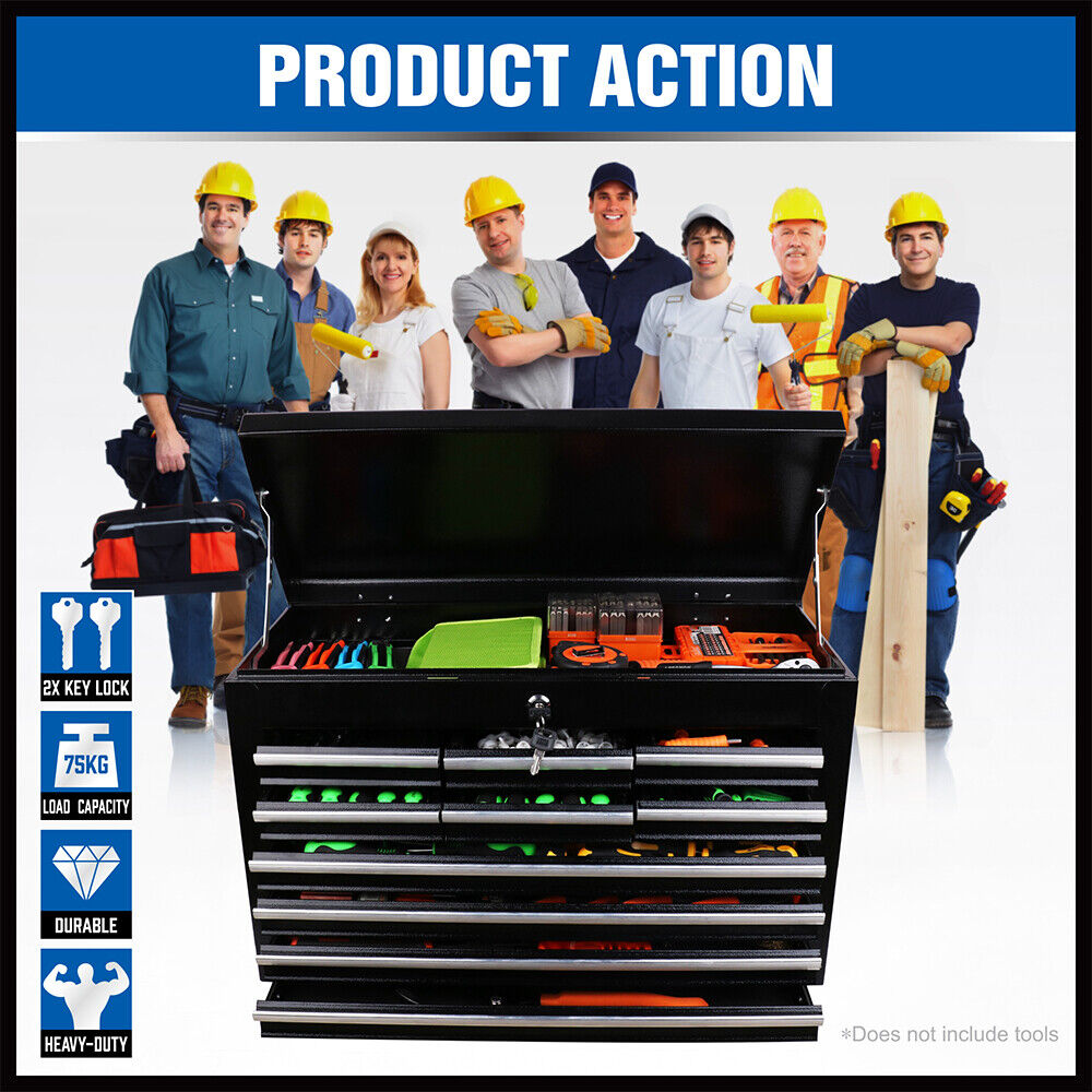 HORUSDY 10-Drawer Tool Box Chest Toolbox Lockable Drawer Cabinet Garage Storage V465-95237