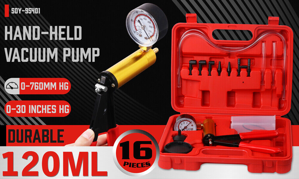 HORUSDY Hand Held Vacuum Pump Brake Bleeder Pressure Tester Vacuum Gauge Kit V465-95401