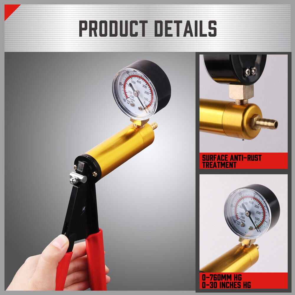 HORUSDY Hand Held Vacuum Pump Brake Bleeder Pressure Tester Vacuum Gauge Kit V465-95401