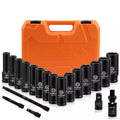 19Pc Deep Socket Set Impact 1/2" Drive Extension Bars Flexible Adapter 10-24mm V465-96021-AU-2