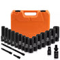 19Pc Deep Socket Set Impact 1/2" Drive Extension Bars Flexible Adapter 10-24mm V465-96021-AU-2