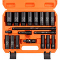 18Pc Deep Impact Socket Set Imperial / SAE Extension Flexible Adaptor 1/2" Drive V465-96027