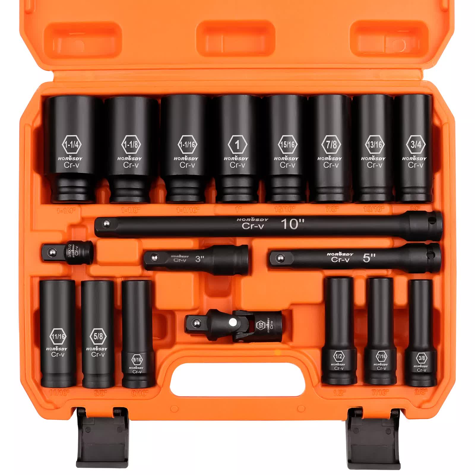 18Pc Deep Impact Socket Set Imperial / SAE Extension Flexible Adaptor 1/2" Drive V465-96027