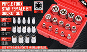 14Pc E Torx Socket Set Female Start Bit External Hex Torque E4-E24 With Case V465-96038