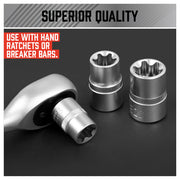 14Pc E Torx Socket Set Female Start Bit External Hex Torque E4-E24 With Case V465-96038