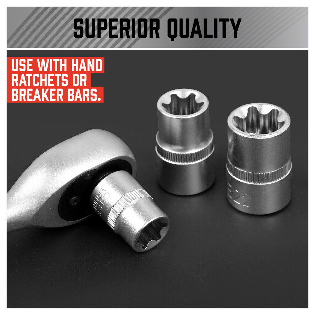 14Pc E Torx Socket Set Female Start Bit External Hex Torque E4-E24 With Case V465-96038