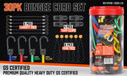 30-Piece Premium Bungee Cord Assortment Includes 10" to 40" Bungee Cords, Canopy Ties & Tarp Clips V465-97128-AU-2