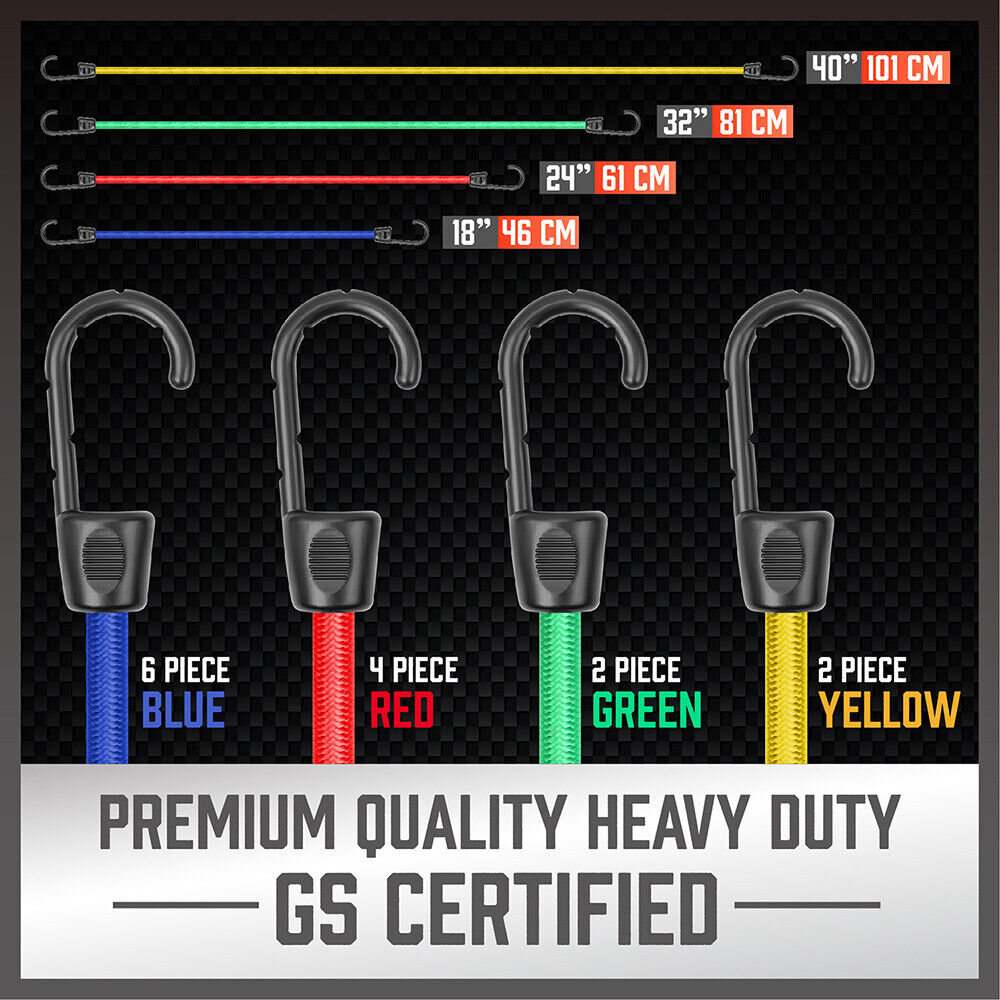 30-Piece Premium Bungee Cord Assortment Includes 10" to 40" Bungee Cords, Canopy Ties & Tarp Clips V465-97128-AU-2