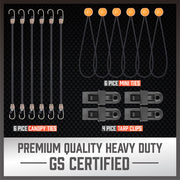 30-Piece Premium Bungee Cord Assortment Includes 10" to 40" Bungee Cords, Canopy Ties & Tarp Clips V465-97128-AU-2