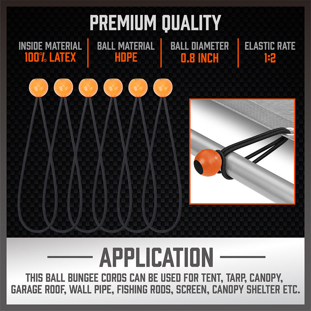30-Piece Premium Bungee Cord Assortment Includes 10" to 40" Bungee Cords, Canopy Ties & Tarp Clips V465-97128-AU-2