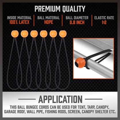 30-Piece Premium Bungee Cord Assortment Includes 10" to 40" Bungee Cords, Canopy Ties & Tarp Clips V465-97128-AU-2