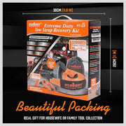 Heavy Duty 9.1M Recovery Tow Straps Snatch Kit - 32,000 LBS Break Strength with D-Ring Shackles for V465-97131-AU-5