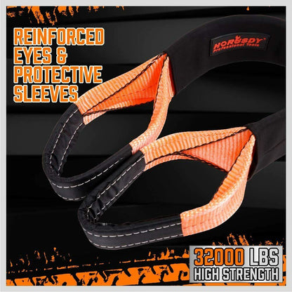 Heavy Duty 9.1M Recovery Tow Straps Snatch Kit - 32,000 LBS Break Strength with D-Ring Shackles for V465-97131-AU-5