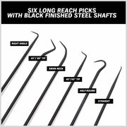 6Pc Extra Long Pick and Hook Set O Ring Seal Puller Remover Fuse Wire Scribe V465-97251-AU-2