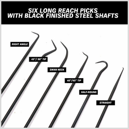 6Pc Extra Long Pick and Hook Set O Ring Seal Puller Remover Fuse Wire Scribe V465-97251-AU-2