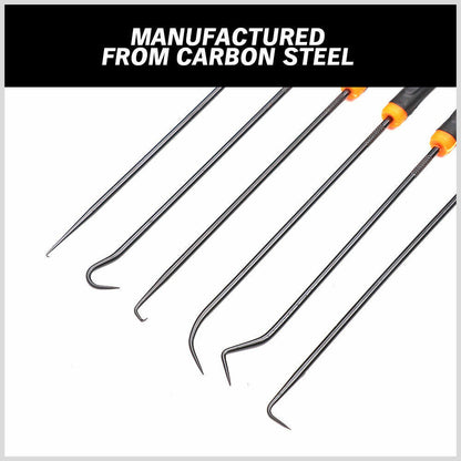 6Pc Extra Long Pick and Hook Set O Ring Seal Puller Remover Fuse Wire Scribe V465-97251-AU-2