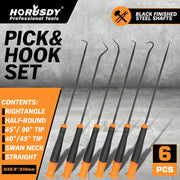 6Pc Extra Long Pick and Hook Set O Ring Seal Puller Remover Fuse Wire Scribe V465-97251-SDY