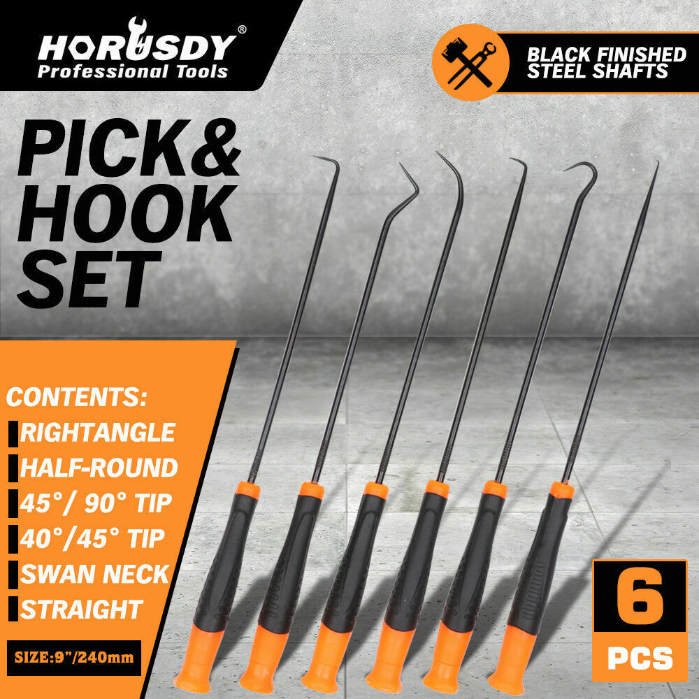 6Pc Extra Long Pick and Hook Set O Ring Seal Puller Remover Fuse Wire Scribe V465-97251-SDY