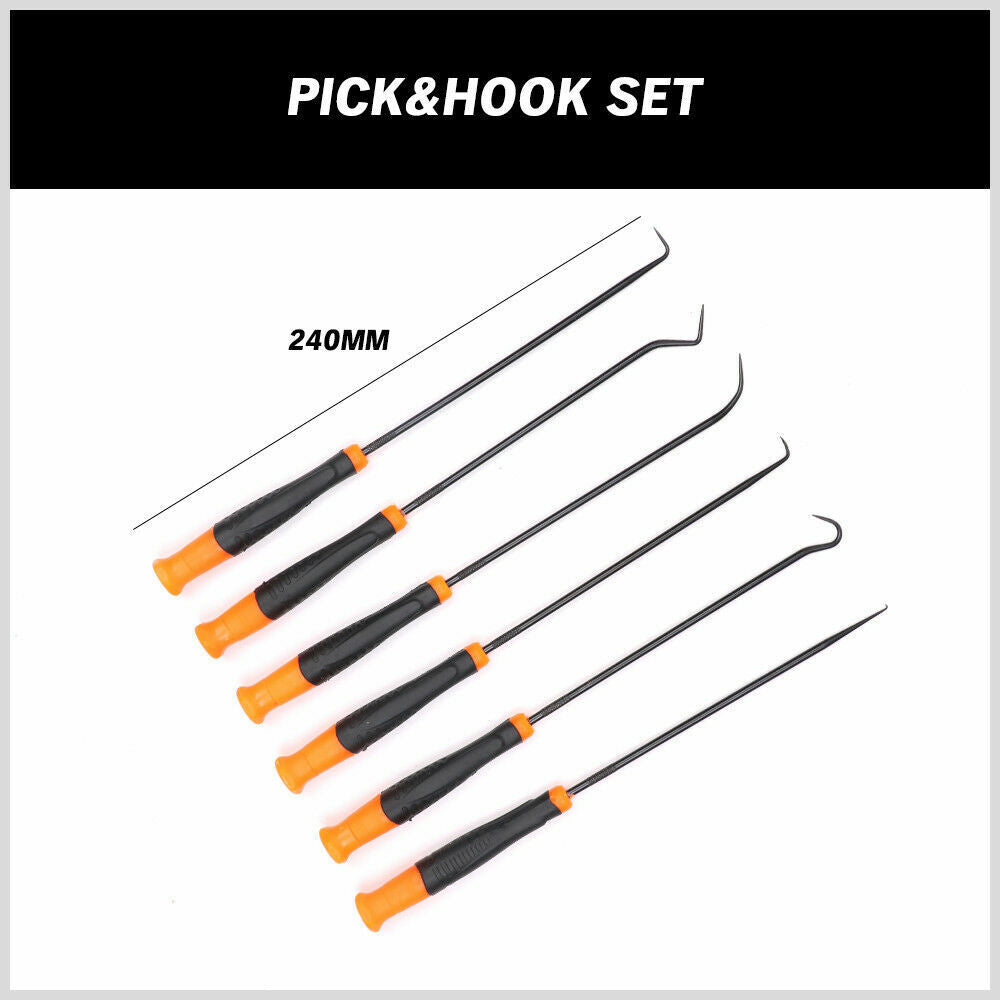 6Pc Extra Long Pick and Hook Set O Ring Seal Puller Remover Fuse Wire Scribe V465-97251-SDY
