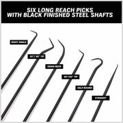 6Pc Extra Long Pick and Hook Set O Ring Seal Puller Remover Fuse Wire Scribe V465-97251-SDY